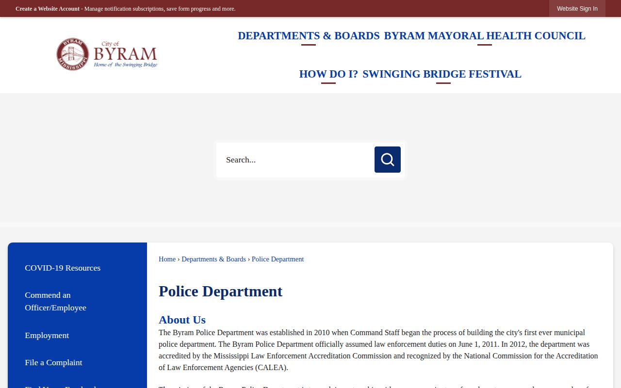 Byram Police Department source for Byram arrest records