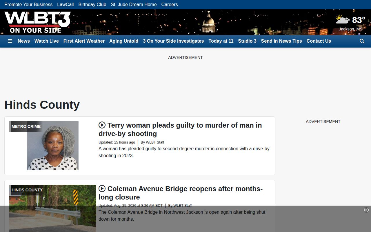 WLBT Hinds County booking-record news source screenshot